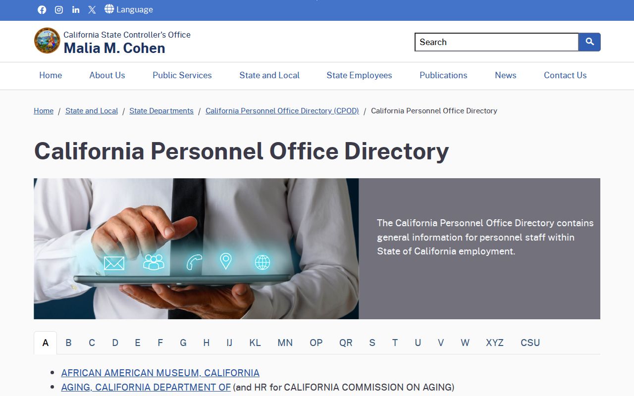 Marin County people directories resource in California personnel office browse